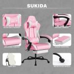 Ergonomic Video Gamer Chairs Gaming Computer Chairs Gamer Chairs for Adults Massage Lumbar Support Swivel Height Adjustable Headrest Backrest