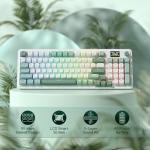 Redragon K719 Wireless Gasket Gaming Keyboard w/Hype Screen & Knob, 95 Keys Mechanical Keyboard, Easy-Control 1.14’’ TFT Info Display, 5-Layer Noise Dampening, Custom Linear Switch, Jade Cloud Color