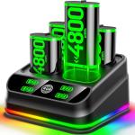 Rysker 4x4800mWh Rechargeable Battery Pack for Xbox with Charger, Controller Batteries Pack with Charging Station for Xbox One/S/X/Elite Controllers, Xbox one Cases and Storage Sets