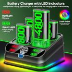 Rysker 4x4800mWh Rechargeable Battery Pack for Xbox with Charger, Controller Batteries Pack with Charging Station for Xbox One/S/X/Elite Controllers, Xbox one Cases and Storage Sets