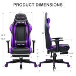 GTPLAYER Gaming Chair with Footrest, Ergonomic Computer Game Desk Chair, Reclining Game Chair Seat Height Adjustment, Swivel Rocker with Headrest and Lumbar (Purple)