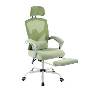 DUMOS Office Desk Chair with Footrest Ergonomic Gaming Chair for Adults Computer Mesh, Lumbar Support,Swivel Reclining with Headrest, Comfy Armrest for Home, Office, Work, Study, Light Green