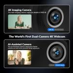 EMEET Piko 4K Webcam for Streaming, World’s 1st Dual-Camera AI-Powered 4K Camera w/AI Autofocus, 3 Mics Array&3 Sound Modes, USB Webcam with Clip, Great for Streaming, Desk Setup and Creative Gifts