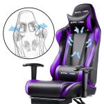 GTPLAYER Gaming Chair with Footrest, Ergonomic Computer Game Desk Chair, Reclining Game Chair Seat Height Adjustment, Swivel Rocker with Headrest and Lumbar (Purple)