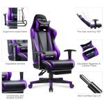 GTPLAYER Gaming Chair with Footrest, Ergonomic Computer Game Desk Chair, Reclining Game Chair Seat Height Adjustment, Swivel Rocker with Headrest and Lumbar (Purple)
