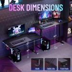 Veken 55 Inch Large Electric Standing Gaming Desk, Heights Adjustable,Sit to Stand Up, Work Home Office Computer Table for Study, Walking Pad, Writing, and Games, Wooden Desktop Desks, Black