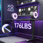 Veken 55 Inch Large Electric Standing Gaming Desk, Heights Adjustable,Sit to Stand Up, Work Home Office Computer Table for Study, Walking Pad, Writing, and Games, Wooden Desktop Desks, Black