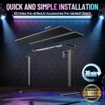 Veken 55 Inch Large Electric Standing Gaming Desk, Heights Adjustable,Sit to Stand Up, Work Home Office Computer Table for Study, Walking Pad, Writing, and Games, Wooden Desktop Desks, Black