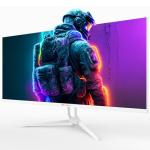 CRUA 34'' Ultrawide Gaming Monitor 120HZ, 21:9 WFHD 2560X1080 IPS Panel Computer Monitors with Built-in Speakers, Support AMD FreeSync, 120% sRGB, DP1.4 & HDMI1.4, Wall Mountable Installs-White