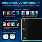 TARKARI Magnetic Wireless Charging RGB Mouse Pad, Large Gaming Desk Mat Waterproof, 31.5"x11.8" Black Mousepad, Ultra-Smooth Surface, Non-Slip Rubber Base, Desk Pad for Keyboard Laptop