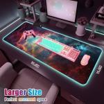 RGB Mousepad Led Mouse Pad Desk Mat I 31.5 x 11.8 Inch Large Mouse Pad I XL Oversized Big Mouse mat 14 Led Light Modes I Anti-Slip Rubber Base Waterproof Keyboard Pad for PC Gaming I Milky Way Galaxy