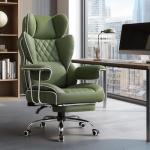 GTPLAYER Gaming Chair,Office Chair with Pocket Spring Lumbar Support, Ergonomic Comfortable Wide Office Desk Computer Chair with Outward Fixed Soft Armrests and Footrest (Fabric, Green)