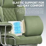 GTPLAYER Gaming Chair,Office Chair with Pocket Spring Lumbar Support, Ergonomic Comfortable Wide Office Desk Computer Chair with Outward Fixed Soft Armrests and Footrest (Fabric, Green)