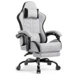 GTPLAYER Gaming Chair for Adults, Ergonomic Computer Gaming Chair with Footrest, Height Adjustable, 90-155° Recline & Removable Headrest Lumbar Support, Grey