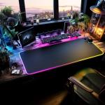 Keyboard Pad Gaming Mouse Pad RGB LED Light 31.5" x 11.8" E-Sports Gamer Mouse Pad Computer Backlit Mat Extended Thickened Non Slip for PC Laptop Desktop Mac Game Typing