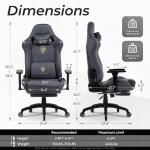 Dowinx Big and Tall Gaming Chair with Suede Fabric Breathable, Game Chairs for Adults with Oversized Thick Seat for 440lbs, Ergonomic Gamer Chair for Streaming & Long Gaming Sessions, Deep Grey