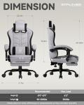 GTPLAYER Gaming Chair for Adults, Ergonomic Computer Gaming Chair with Footrest, Height Adjustable, 90-155° Recline & Removable Headrest Lumbar Support, Grey