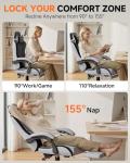 GTPLAYER Gaming Chair for Adults, Ergonomic Computer Gaming Chair with Footrest, Height Adjustable, 90-155° Recline & Removable Headrest Lumbar Support, Grey