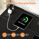 DUMOS L Shaped Desk with Shelf Drawers 47 Inch, Black Corner Computer Desks Gaming with Power Outlet, Study Table with Adjustable Shelves, Home Office Tables for Bedroom Teacher Reading Writing