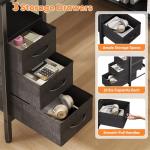 DUMOS L Shaped Desk with Shelf Drawers 47 Inch, Black Corner Computer Desks Gaming with Power Outlet, Study Table with Adjustable Shelves, Home Office Tables for Bedroom Teacher Reading Writing