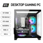 WIWB Prebuilt Gaming PC Desktop Ryzen 7 5700X, GeForce RTX 4060, 16G DDR4 RAM, 1TB NVME 3.0 SSD, Tower Computer for Work, Streaming & Every Day Home Use (Black)