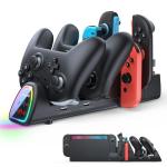 FASTSNAIL [Switch 1/2 Compatible] Controller Charging Dock for Nintendo Switch 2/1 for Joycon 2, 10 in 1 Fast Controller Charger Station Stand for Pro Controller 2/1 with 11 RGB Modes, LED Indicator