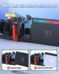 FASTSNAIL [Switch 1/2 Compatible] Controller Charging Dock for Nintendo Switch 2/1 for Joycon 2, 10 in 1 Fast Controller Charger Station Stand for Pro Controller 2/1 with 11 RGB Modes, LED Indicator