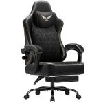 Homall Big and Tall Gaming Chair with Adjustable Lumbar Support, Breathable Fabric Ergonomic Computer Office Chair, High-Back Reclining Video Game Chair with Footrest for Adults (Black)