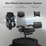 GTPLAYER Gaming Chair, Computer Chair with Mesh Back, Ergonomic Gaming Chair with Footrest, Reclining Gamer Chair with Adjustable Headrest and Lumbar Support for Gaming and Office (Black)