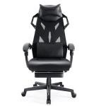 GTPLAYER Gaming Chair, Computer Chair with Mesh Back, Ergonomic Gaming Chair with Footrest, Reclining Gamer Chair with Adjustable Headrest and Lumbar Support for Gaming and Office (Black)