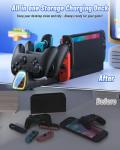 FASTSNAIL [Switch 1/2 Compatible] Controller Charging Dock for Nintendo Switch 2/1 for Joycon 2, 10 in 1 Fast Controller Charger Station Stand for Pro Controller 2/1 with 11 RGB Modes, LED Indicator