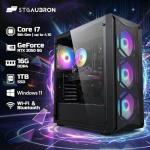 STGAubron Gaming PC Computer Desktop, Intel Core i7 8th Gen up to 4.1GHz, GeForce RTX 3050 6G, 16G DDR4, 1T SSD, WiFi 6, BT 5.2, RGB Fan x4, Windows 11 Home