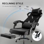 GTPLAYER Gaming Chair, Computer Chair with Mesh Back, Ergonomic Gaming Chair with Footrest, Reclining Gamer Chair with Adjustable Headrest and Lumbar Support for Gaming and Office (Black)