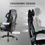 GTPLAYER Gaming Chair, Computer Chair with Mesh Back, Ergonomic Gaming Chair with Footrest, Reclining Gamer Chair with Adjustable Headrest and Lumbar Support for Gaming and Office (Black)