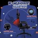 Dowinx Gaming Chair Cute with Cat Ears and Massage Lumbar Support, Ergonomic Computer Chair for Girl with Footrest and Headrest, Comfortable Reclining Game Chair 290lbs for Adult, Teen, White