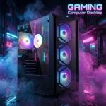 STGAubron Gaming PC Computer Desktop, Intel Core i7 8th Gen up to 4.1GHz, GeForce RTX 3050 6G, 16G DDR4, 1T SSD, WiFi 6, BT 5.2, RGB Fan x4, Windows 11 Home