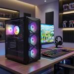 STGAubron Gaming PC Computer Desktop, Intel Core i7 8th Gen up to 4.1GHz, GeForce RTX 3050 6G, 16G DDR4, 1T SSD, WiFi 6, BT 5.2, RGB Fan x4, Windows 11 Home