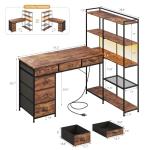 GAOMON L Shaped Gaming Computer Desk with Storage Shelves, 6 Fabric Drawers, Corner Gaming Desk with Open Shelves, Home Office PC Table with Power Outlets & LED Lights, 58.3" l*54.3" h