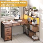 GAOMON L Shaped Gaming Computer Desk with Storage Shelves, 6 Fabric Drawers, Corner Gaming Desk with Open Shelves, Home Office PC Table with Power Outlets & LED Lights, 58.3" l*54.3" h