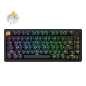 Keychron J2 Wireless Mechanical Keyboard, 2.4 GHz Bluetooth QMK 75% Layout RGB with Knob, Hot-swappable Banana Switch Compatible with Mac Windows Linux for Gaming Office - Black