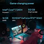 ASUS V16 Gaming Laptop, 16” WUXGA 144Hz Display, Intel Core 7 Processor 240H, NVIDIA GeForce RTX 5060, 16GB Memory, 512GB Storage, Windows 11, Matte Black, V3607VM-ES74