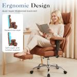 DUMOS Big and Tall Home Office Desk Chair, Gaming Computer Chair, Executive Ergonomic Chair with Footrest, High Back Reclining, Adjustable Armrests and Comfy Lumbar Support, PU Leather, Brown