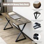 SMILHELTD Heavy Duty Office Desk Industrial Grade Computer Desk with 1" Thick Desktop & 1 mm Reinforced Metal Frame Sturdy Workstation for Home Office Gaming Dorm 47.2" W x 23.7" D x 29" H
