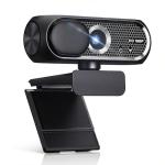 Shcngqio 1080P HD Webcam with Microphone, Noise Cancellation, Privacy Cover, Wide-Angle Lens, Auto Light Correction, Plug & Play USB Webcam for Laptop, Desktop, PC, Mac, Zoom, Skype, Streaming (Black)