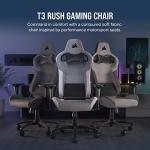 Corsair T3 Rush Fabric Gaming Chair (2023) – Racing-Inspired Design – Soft Fabric Exterior – Padded Neck Cushion – Memory Foam Lumbar Support – Adjustable Seat Height – Charcoal