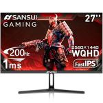 SANSUI 27 Inch WQHD 2560 x 1440 IPS Gaming Monitor, 200Hz 180Hz 1ms Computer Monitor, DP 1.2 x2 | HDMI 2.0 x2 | VESA Mount, 120% sRGB HDR Eye Care Metal Stand (DP Cable Included)