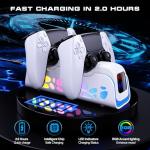 PS5 Controller Charger - Dual-Sensing Edge PS5 Charging Station with 6 LED and RGB Modes,Charging Dock is Suitable for/Slim/Pro Remote Control Accessories