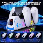 PS5 Controller Charger - Dual-Sensing Edge PS5 Charging Station with 6 LED and RGB Modes,Charging Dock is Suitable for/Slim/Pro Remote Control Accessories