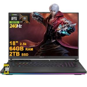 ASUS ROG Strix G18 G814 Gaming Laptop 18" 2.5k (2560x1600) 240Hz (100% DCI-P3) AMD 16-core Ryzen 9 9955HX (>i9-14900HX) 64GB DDR5 2TB SSD GeForce RTX 5070 RGB Backlit FHD Camera Win11 ICP Hub