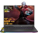 ASUS ROG Strix G18 G814 Gaming Laptop 18" 2.5k (2560x1600) 240Hz (100% DCI-P3) AMD 16-core Ryzen 9 9955HX (>i9-14900HX) 64GB DDR5 2TB SSD GeForce RTX 5070 RGB Backlit FHD Camera Win11 ICP Hub